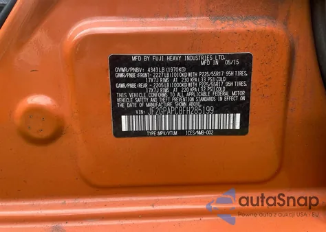 2015 Subaru Xv Crosstrek 2.0 Limited z USA, uszkodzony, nr VIN JF2GPAPC8FH285199